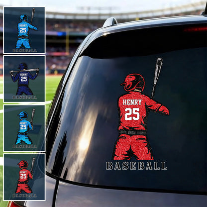 Personalized Baseball Player Car Window Decal - Custom Name and Jersey Number Sports Sticker Gift
