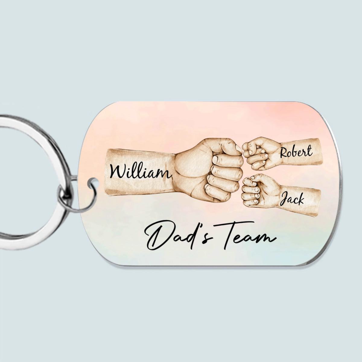 Daddy’s Team Fist Bump - Personalized Stainless Steel Keychain
