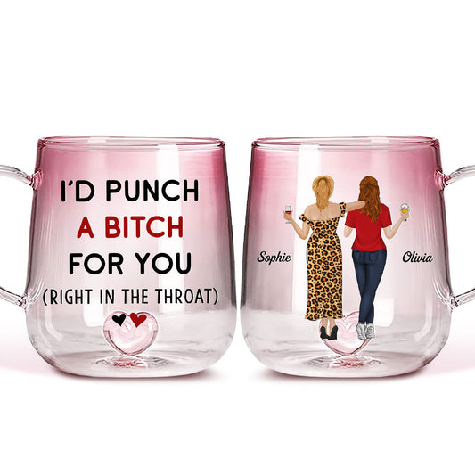 Custom Best Friend, Christmas & Birthday Friendship Keepsake Gift • Punch For You - Personalized Pink Gradient Glass Mug