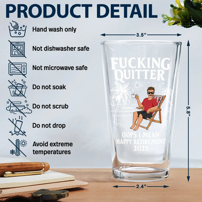 Oops I Mean Happy Retirement - Personalized Custom Beer Glass