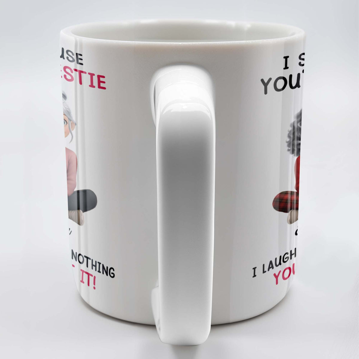 I Smile Because You're My Bestie, Two Girls Sitting - Personalized Custom Coffee Mug - BST387_MG