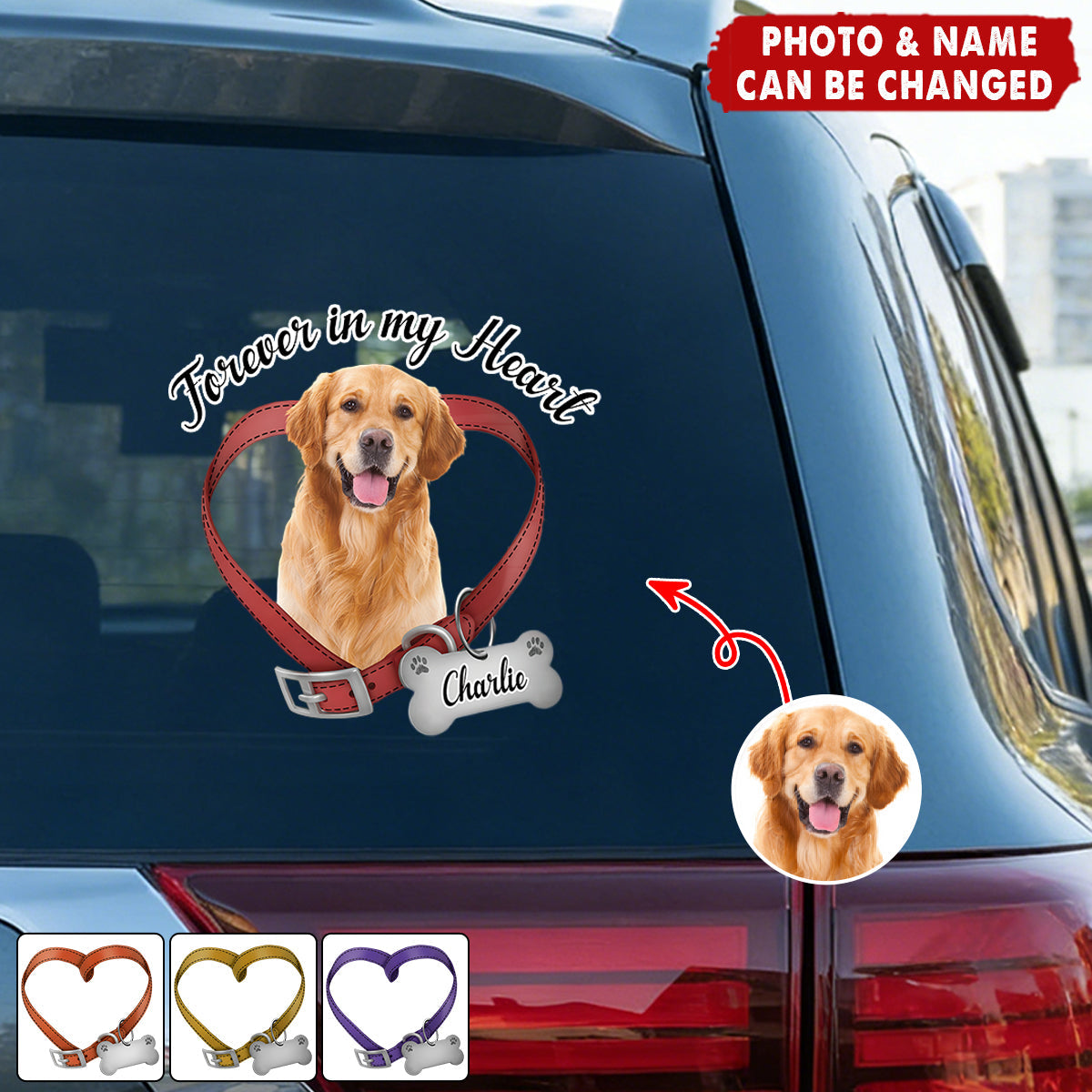Forever In My Heart - Custom Photo Memorial Car Window Sticker
