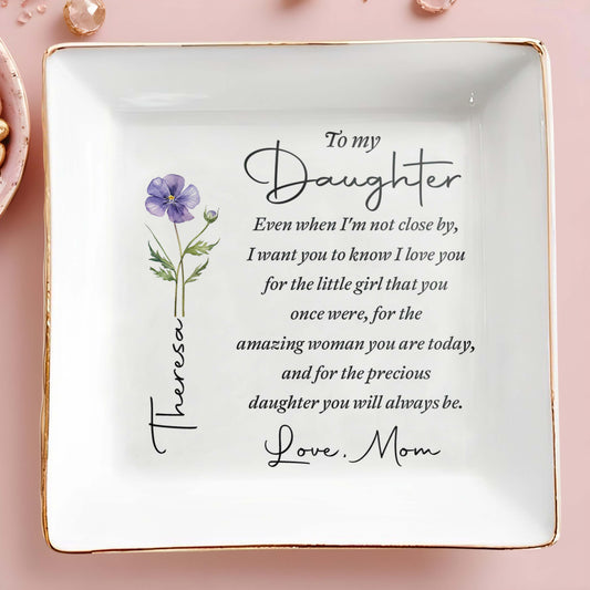 Personalized Jewelry Dish for Daughter, Custom Ceramic Trinket Tray, Heartfelt Keepsake Gift for Her