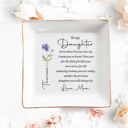 Personalized Jewelry Dish for Daughter, Custom Ceramic Trinket Tray, Heartfelt Keepsake Gift for Her