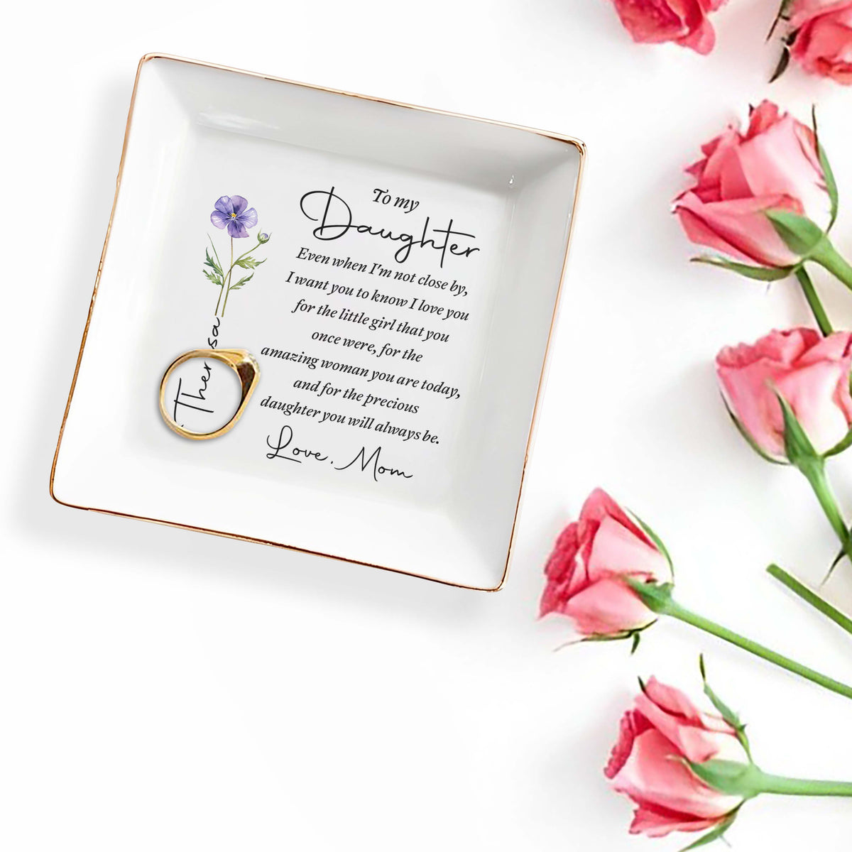 Personalized Jewelry Dish for Daughter, Custom Ceramic Trinket Tray, Heartfelt Keepsake Gift for Her