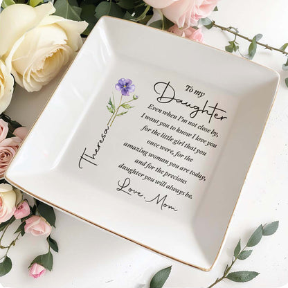 Personalized Jewelry Dish for Daughter, Custom Ceramic Trinket Tray, Heartfelt Keepsake Gift for Her