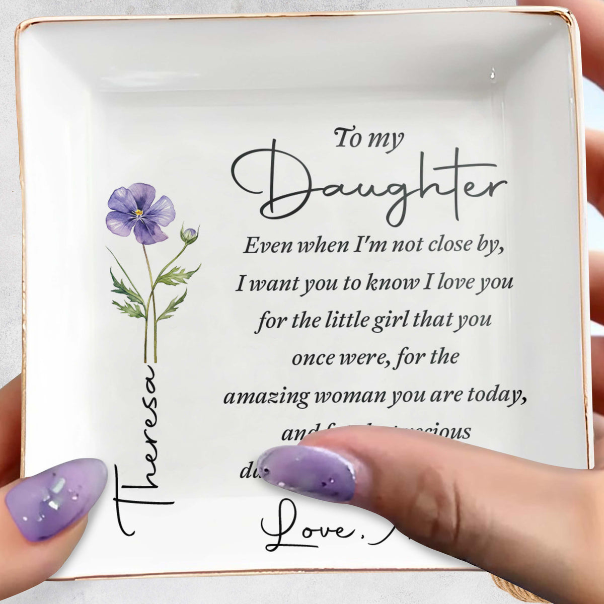Personalized Jewelry Dish for Daughter, Custom Ceramic Trinket Tray, Heartfelt Keepsake Gift for Her