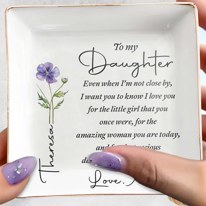 Personalized Jewelry Dish for Daughter, Custom Ceramic Trinket Tray, Heartfelt Keepsake Gift for Her