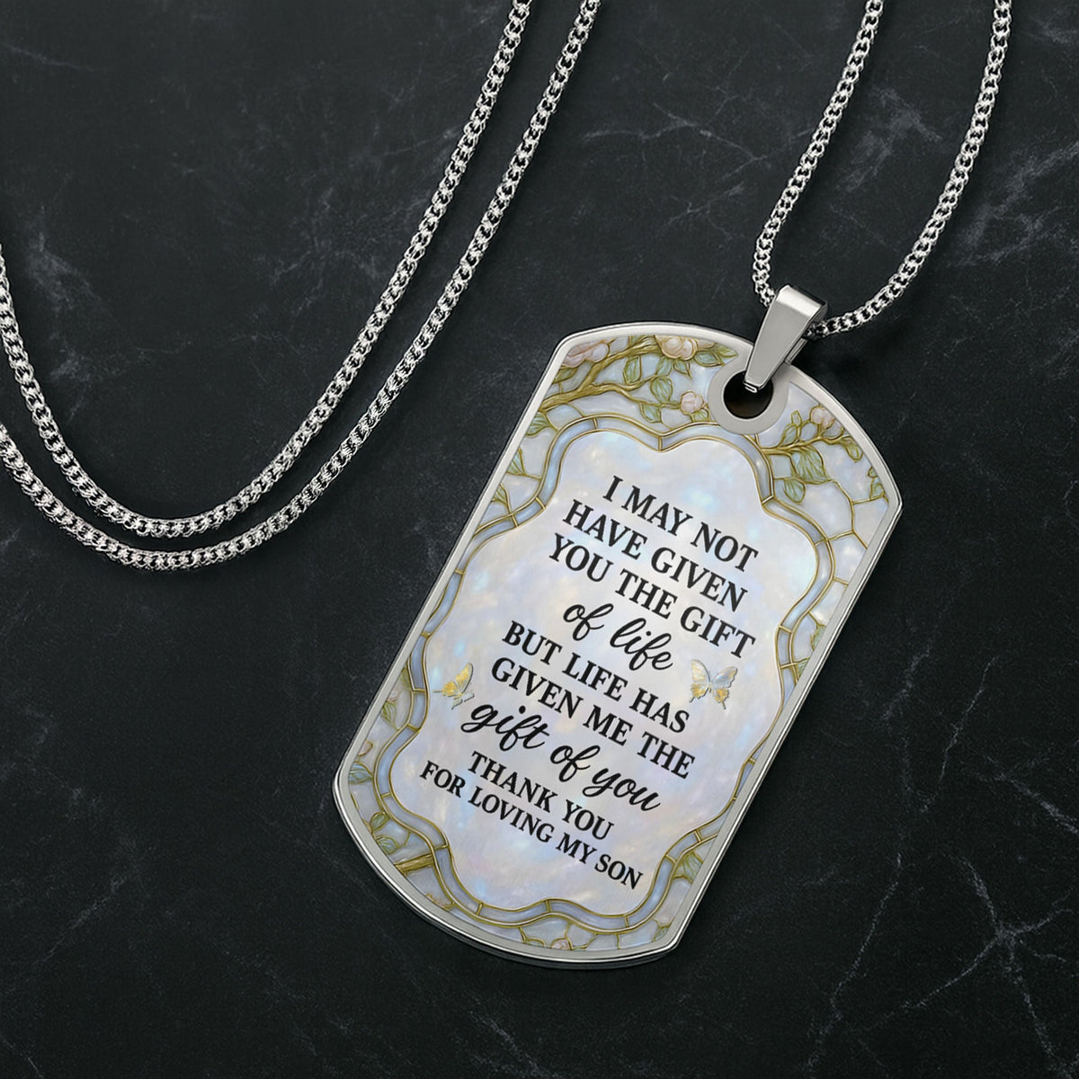 To My Daughter-In-Law, Thank You For Loving My Son - Personalized Custom Dog Tag Necklace