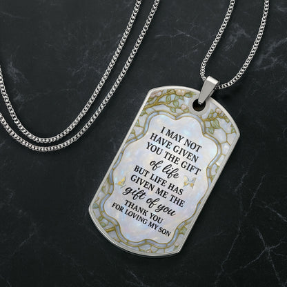 To My Daughter-In-Law, Thank You For Loving My Son - Personalized Custom Dog Tag Necklace