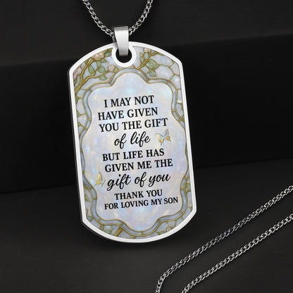 To My Daughter-In-Law, Thank You For Loving My Son - Personalized Custom Dog Tag Necklace