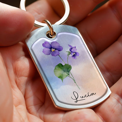 Straighten Your Crown Granddaughter Inspiration Quote With Flowers - Personalized Custom Keychain - GDT127_KCH