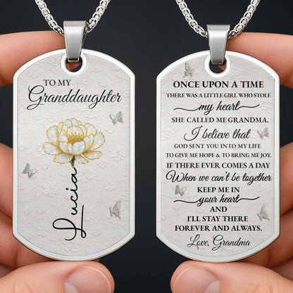 To My Granddaughter Love You Forever Flower Necklace - Personalized Custom Dog Tag Necklace - GDT389_DTNECK