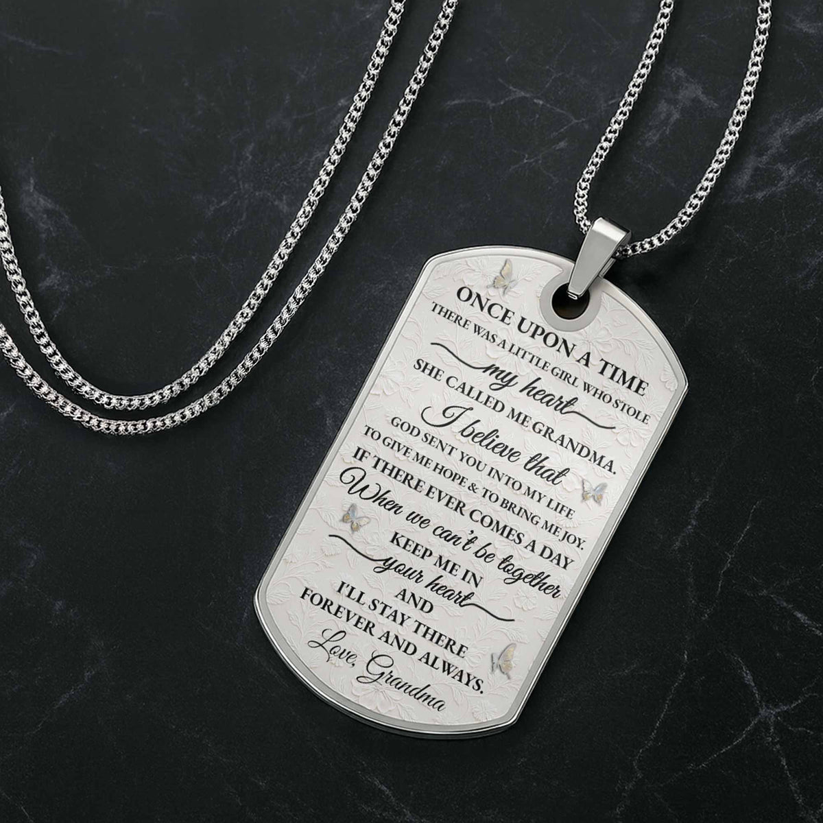 To My Granddaughter Love You Forever Flower Necklace - Personalized Custom Dog Tag Necklace - GDT389_DTNECK
