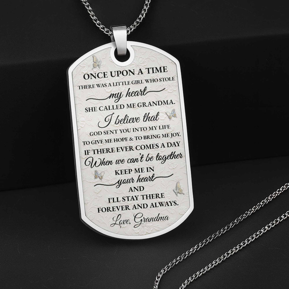 To My Granddaughter Love You Forever Flower Necklace - Personalized Custom Dog Tag Necklace - GDT389_DTNECK