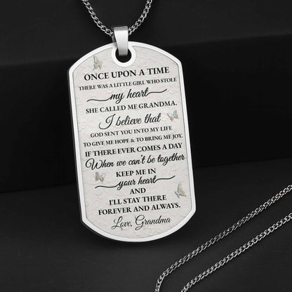 To My Granddaughter Love You Forever Flower Necklace - Personalized Custom Dog Tag Necklace - GDT389_DTNECK