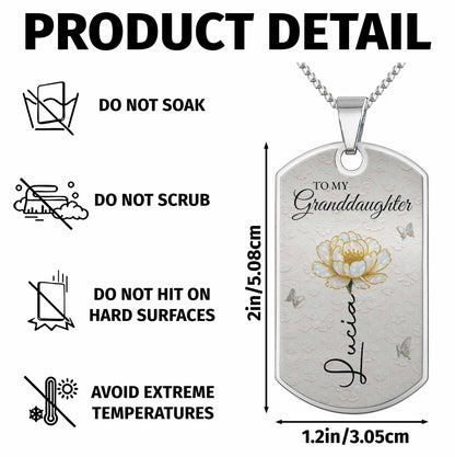 To My Granddaughter Love You Forever Flower Necklace - Personalized Custom Dog Tag Necklace - GDT389_DTNECK