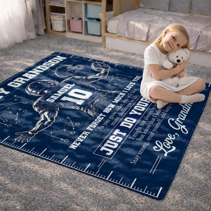 To My Grandson Never Forget Love You Football Player Helmet - Personalized Custom Blanket - GSN197_BLK