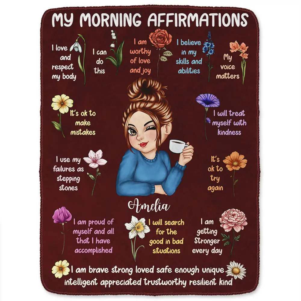 Personalized Morning Affirmations Throw Blanket, Start Your Day With Confidence and A Cozy Hug
