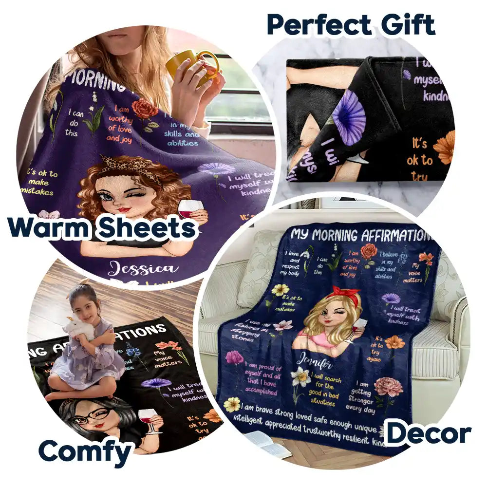 Personalized Morning Affirmations Throw Blanket, Start Your Day With Confidence and A Cozy Hug