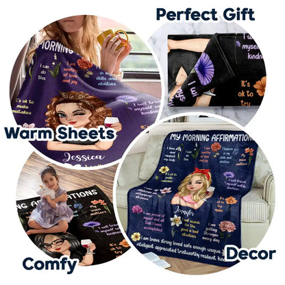 Personalized Morning Affirmations Throw Blanket, Start Your Day With Confidence and A Cozy Hug