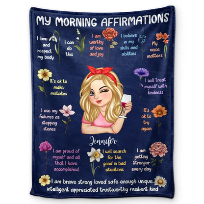 Personalized Morning Affirmations Throw Blanket, Start Your Day With Confidence and A Cozy Hug