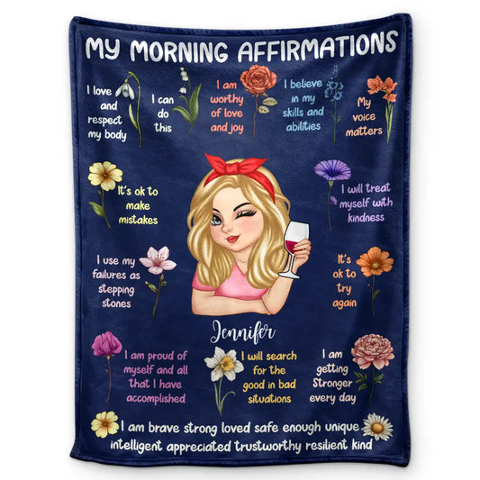 Personalized Morning Affirmations Throw Blanket, Start Your Day With Confidence and A Cozy Hug