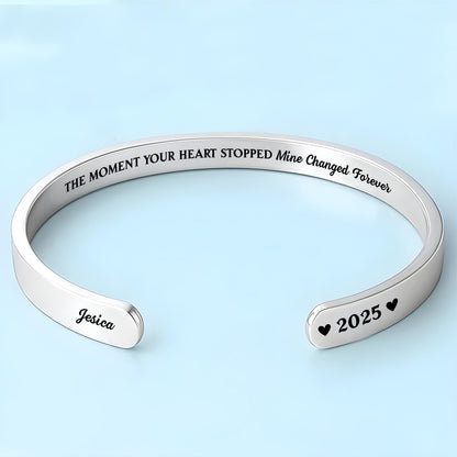 The Moment Your Heart Stopped, Heart Cuff Bracelet - Personalized Custom Bracelet Cuff - HME348_BCUF