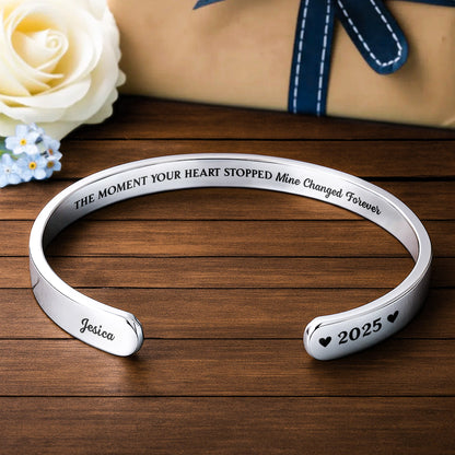 The Moment Your Heart Stopped, Heart Cuff Bracelet - Personalized Custom Bracelet Cuff - HME348_BCUF
