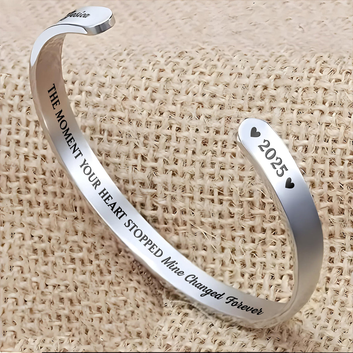 The Moment Your Heart Stopped, Heart Cuff Bracelet - Personalized Custom Bracelet Cuff - HME348_BCUF