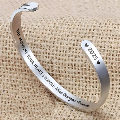 The Moment Your Heart Stopped, Heart Cuff Bracelet - Personalized Custom Bracelet Cuff - HME348_BCUF