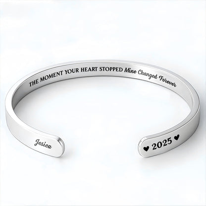 The Moment Your Heart Stopped, Heart Cuff Bracelet - Personalized Custom Bracelet Cuff - HME348_BCUF
