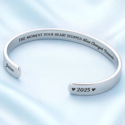 The Moment Your Heart Stopped, Heart Cuff Bracelet - Personalized Custom Bracelet Cuff - HME348_BCUF