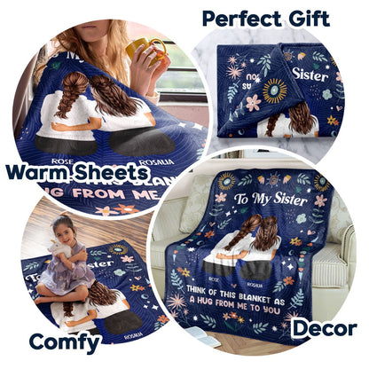 Personalized Sister Blanket: 'A Hug From Me To You' Custom Fleece Gift