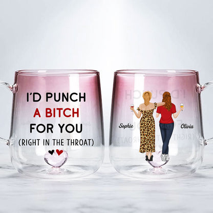Custom Best Friend, Christmas & Birthday Friendship Keepsake Gift • Punch For You - Personalized Pink Gradient Glass Mug