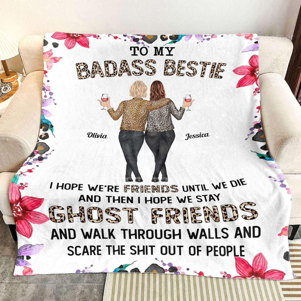 Best Friends in This Life and the Next – Personalized Funny Friendship Blanket, Custom Friends Group Gift