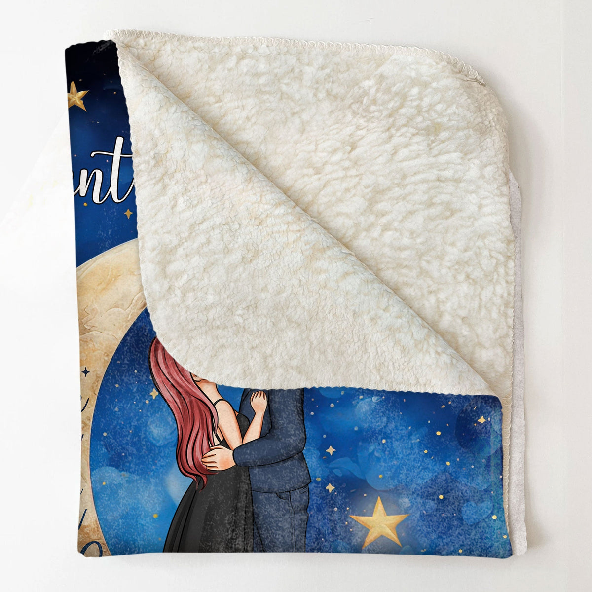 "I Love You To The Moon And Back" Personalized Couple Throw Blanket, Romantic Custom Gift For Lovers