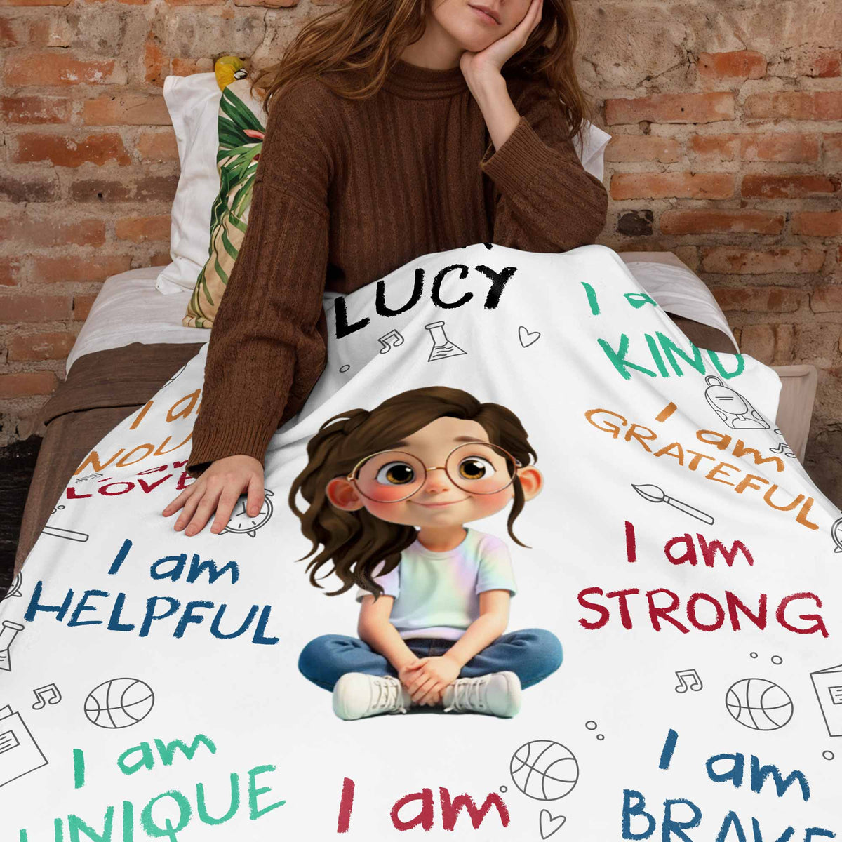 Little One, You Are Strong, Brave & Unique – Personalized Baby & Kids Affirmation Blanket, Custom Boy or Girl Character