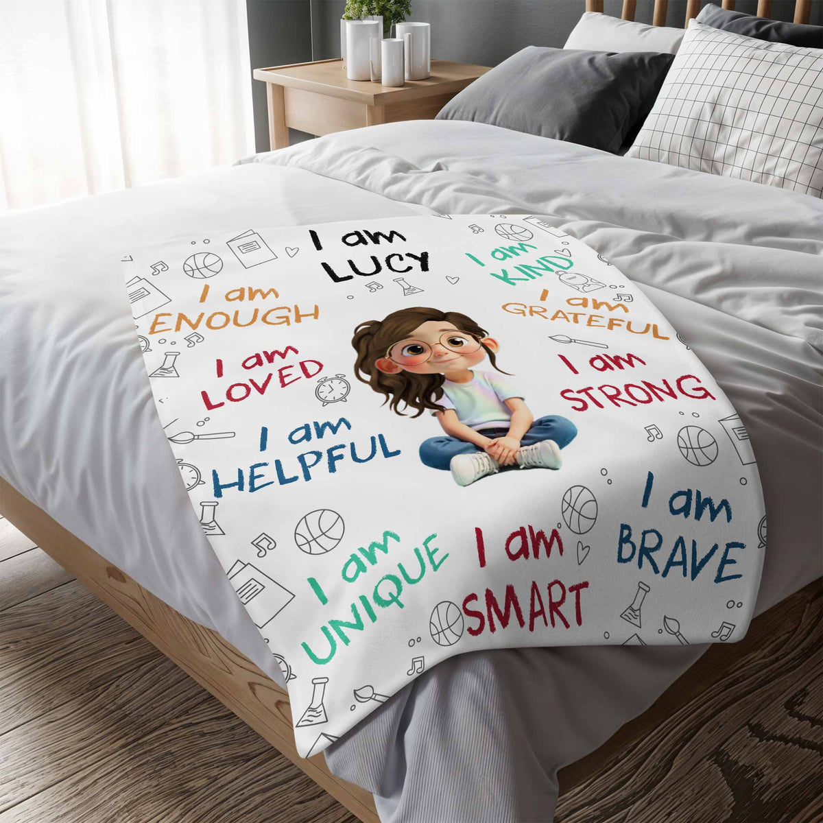 Little One, You Are Strong, Brave & Unique – Personalized Baby & Kids Affirmation Blanket, Custom Boy or Girl Character