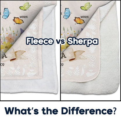 Personalized Grandma Est. Blanket w/ Grandkids - Fleece & Sherpa