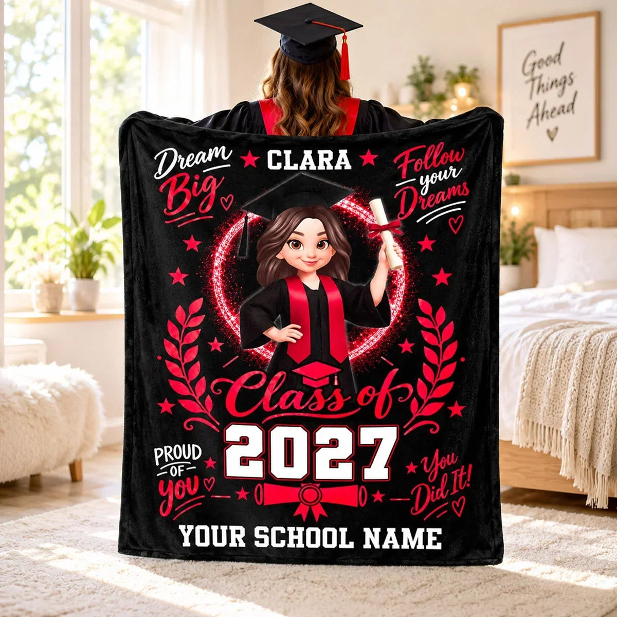 Average Custom Paging File Size Graduation Personalized Fleece Blanket With Cap & Gown, Dream Big Quot ...