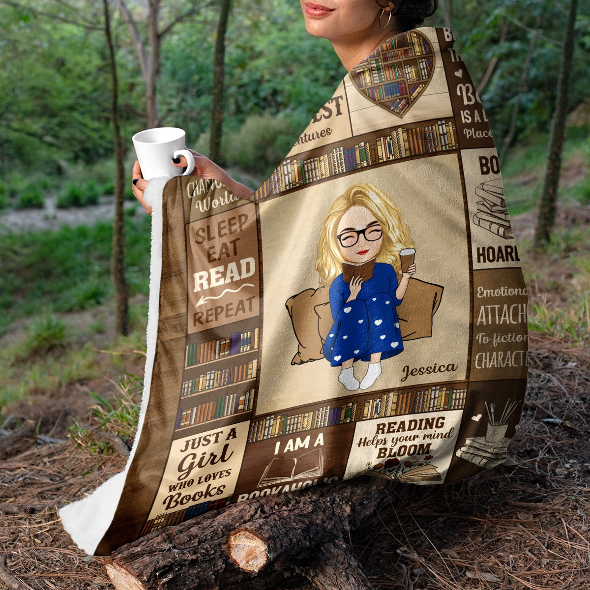 Personalized 'Bookaholic' Reading Blanket - Custom Gift for Cozy Book Lovers