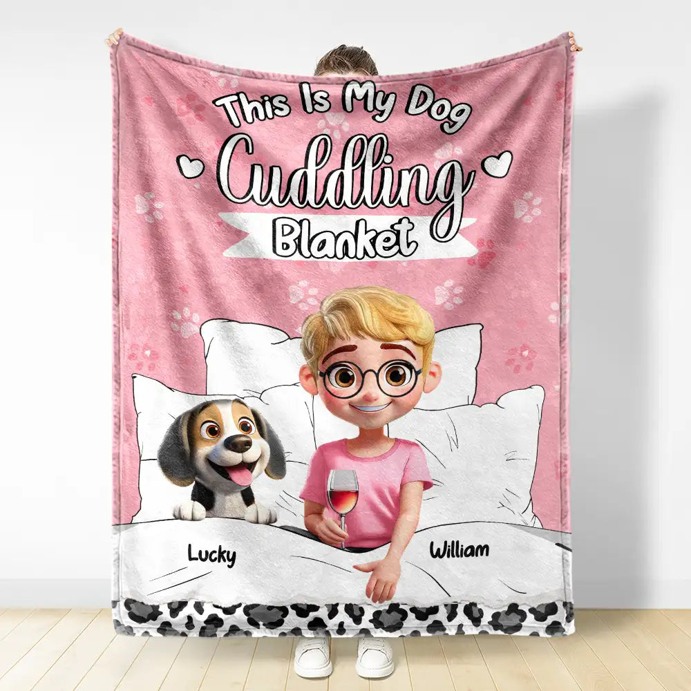 Personalized "My Dog Cuddling Blanket" - Custom Soft Throw Blanket For Dog Lovers