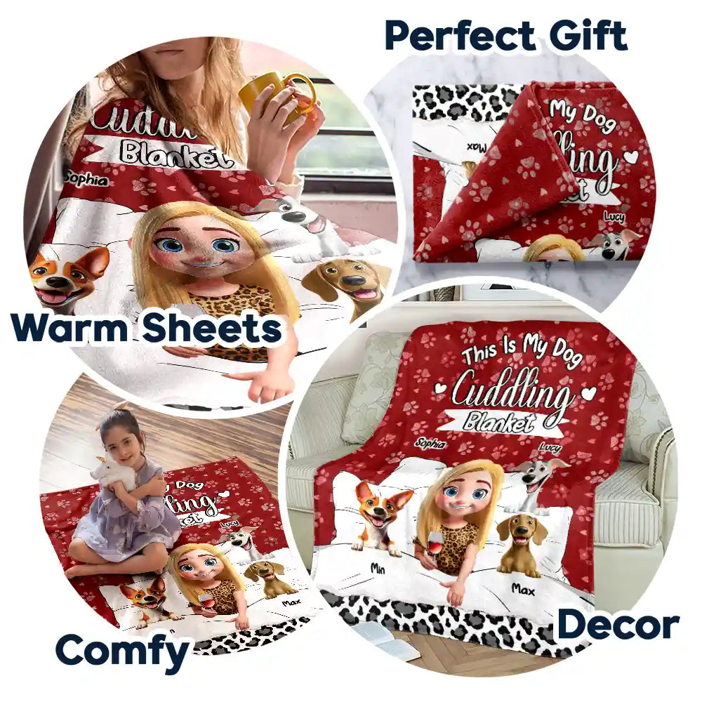 Personalized "My Dog Cuddling Blanket" - Custom Soft Throw Blanket For Dog Lovers