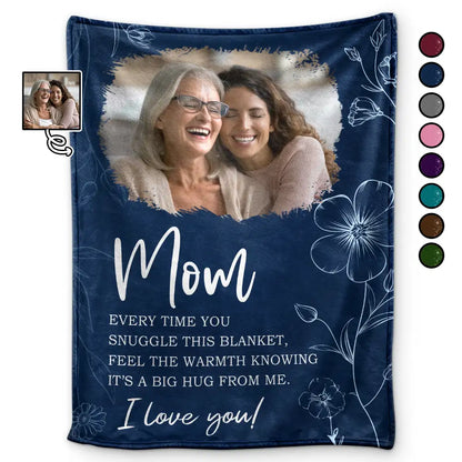 Personalized Photo Blanket for Mom & Grandma: 'A Big Hug From Me' Keepsake Gift