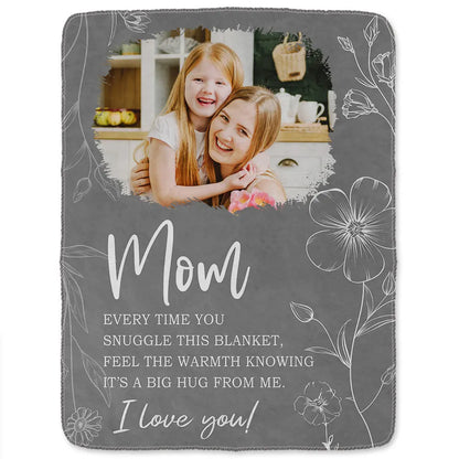 Personalized Photo Blanket for Mom & Grandma: 'A Big Hug From Me' Keepsake Gift