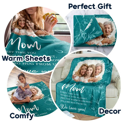 Personalized Photo Blanket for Mom & Grandma: 'A Big Hug From Me' Keepsake Gift