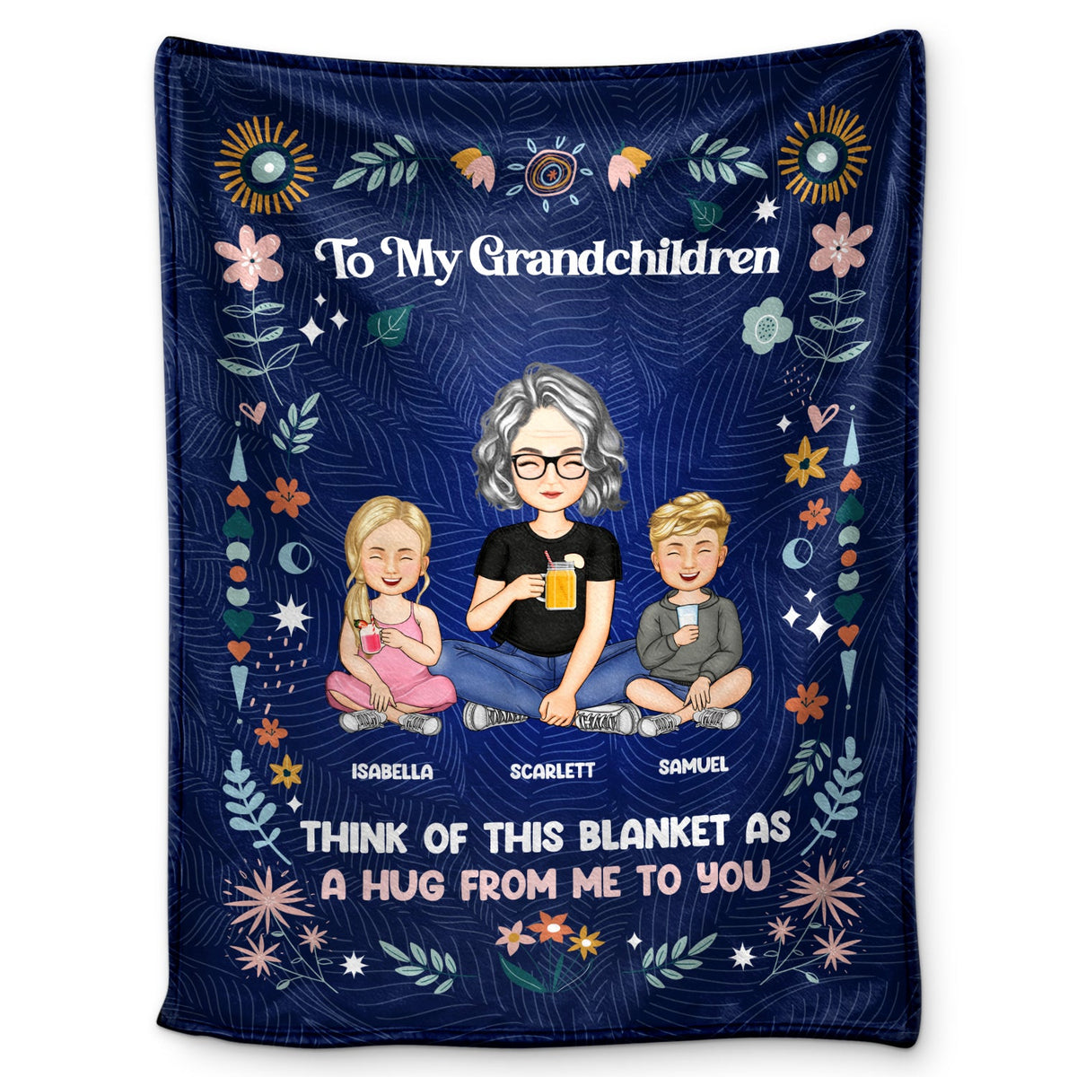 Custom Grandparent Grandchild Blanket With Quote A Hug From Me To You, Heartfelt Family Gift