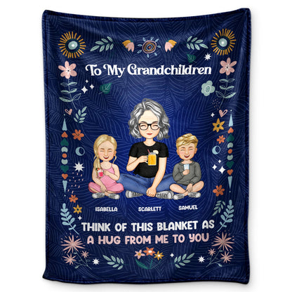 Custom Grandparent Grandchild Blanket With Quote A Hug From Me To You, Heartfelt Family Gift