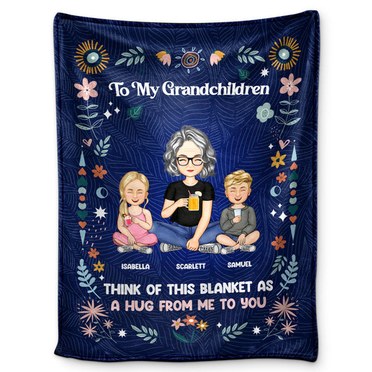 Custom Grandparent Grandchild Blanket With Quote A Hug From Me To You, Heartfelt Family Gift